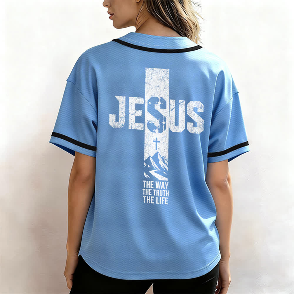Maillot de baseball Christianartworkshop avec croix de Jésus, aspect vieilli et boutons sur le devant - image 32