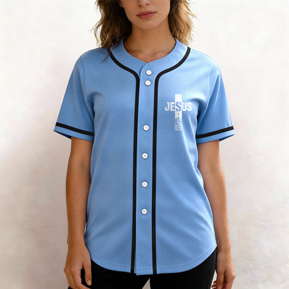 Maillot de baseball Christianartworkshop avec croix de Jésus, aspect vieilli et boutons sur le devant - image 31