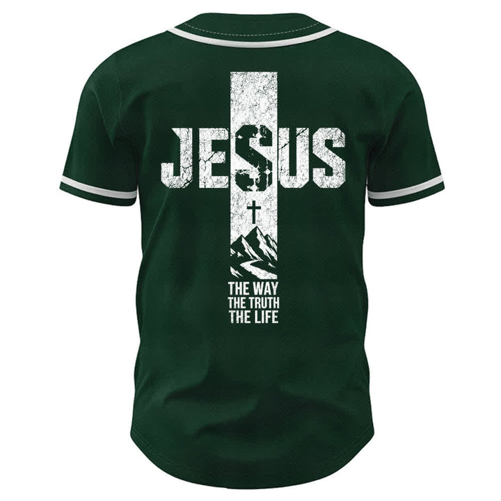 Maillot de baseball Christianartworkshop avec croix de Jésus, aspect vieilli et boutons sur le devant - image 36