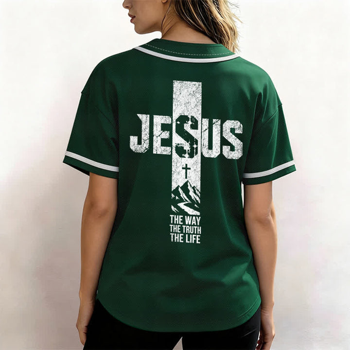 Maillot de baseball Christianartworkshop avec croix de Jésus, aspect vieilli et boutons sur le devant - image 38