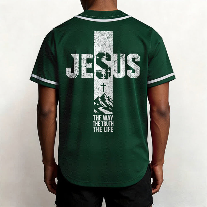 Maillot de baseball Christianartworkshop avec croix de Jésus, aspect vieilli et boutons sur le devant - image 40