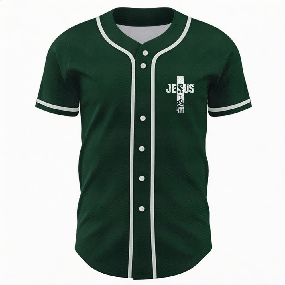 Maillot de baseball Christianartworkshop avec croix de Jésus, aspect vieilli et boutons sur le devant - image 37