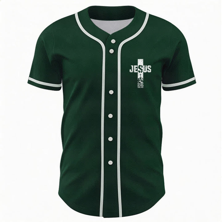 Maillot de baseball Christianartworkshop avec croix de Jésus, aspect vieilli et boutons sur le devant - image 37