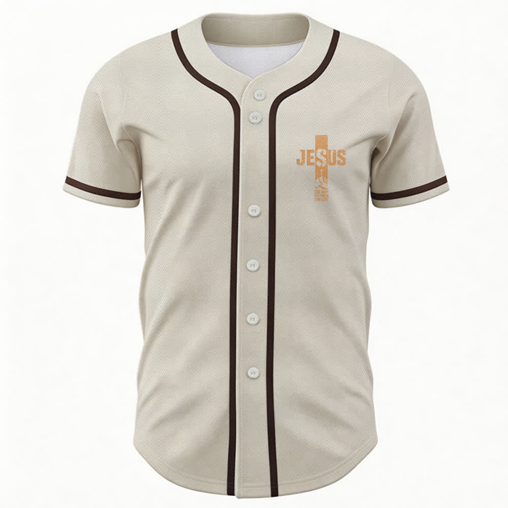Maillot de baseball Christianartworkshop avec croix de Jésus, aspect vieilli et boutons sur le devant - image 44