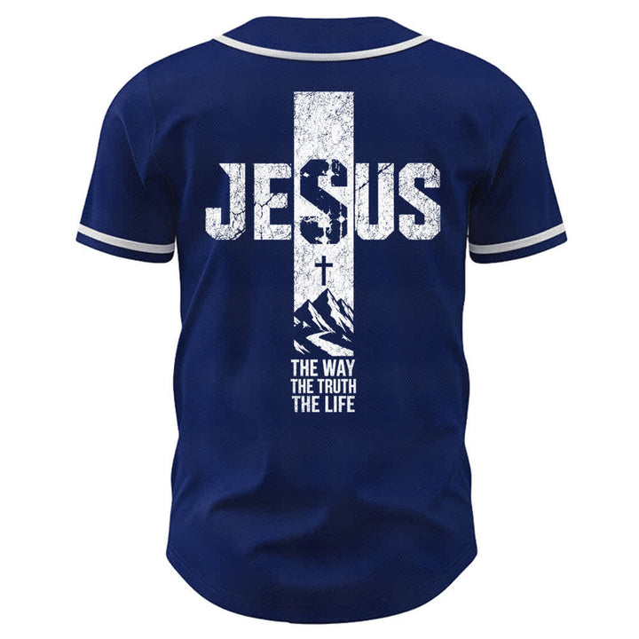 Maillot de baseball Christianartworkshop avec croix de Jésus, aspect vieilli et boutons sur le devant - image 50