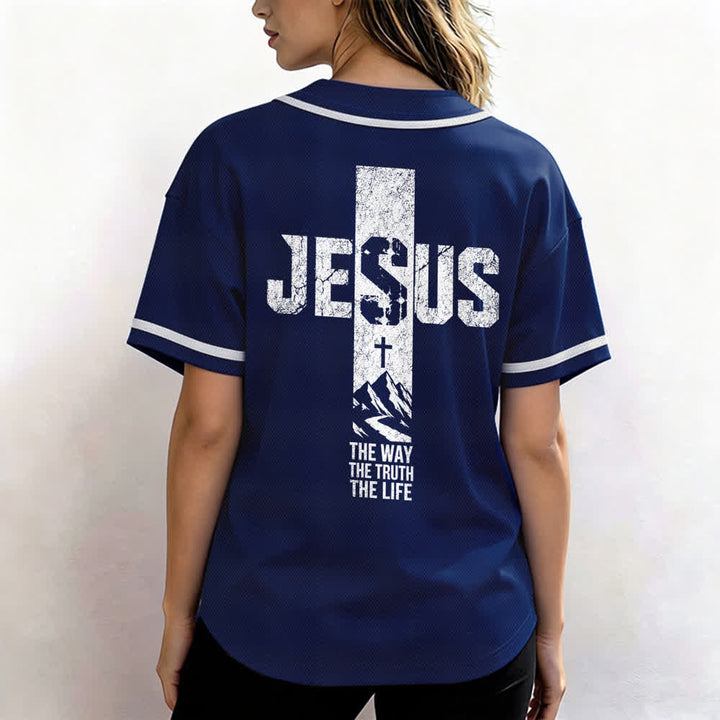 Maillot de baseball Christianartworkshop avec croix de Jésus, aspect vieilli et boutons sur le devant - image 52