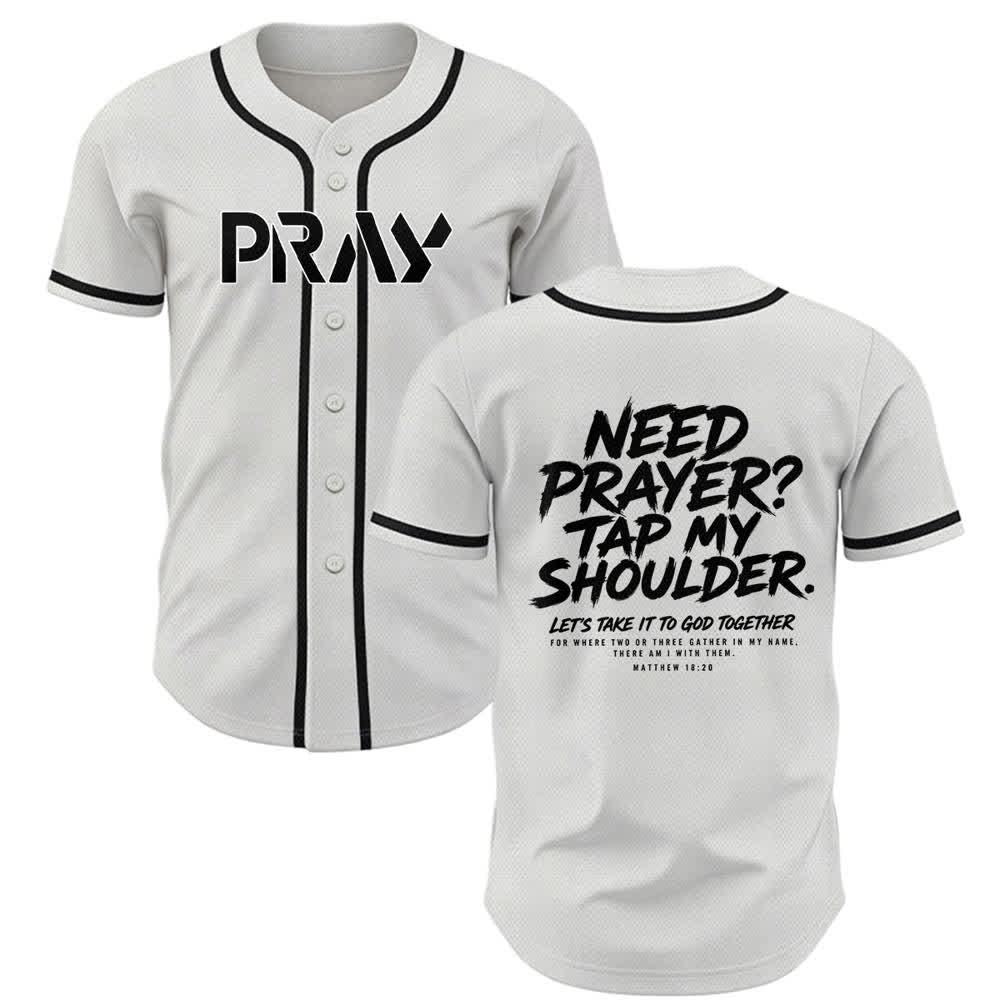 Christianartworkshop - Maillot de baseball « Priez, tapez sur mon épaule » - Blanc - 5XL - image 0