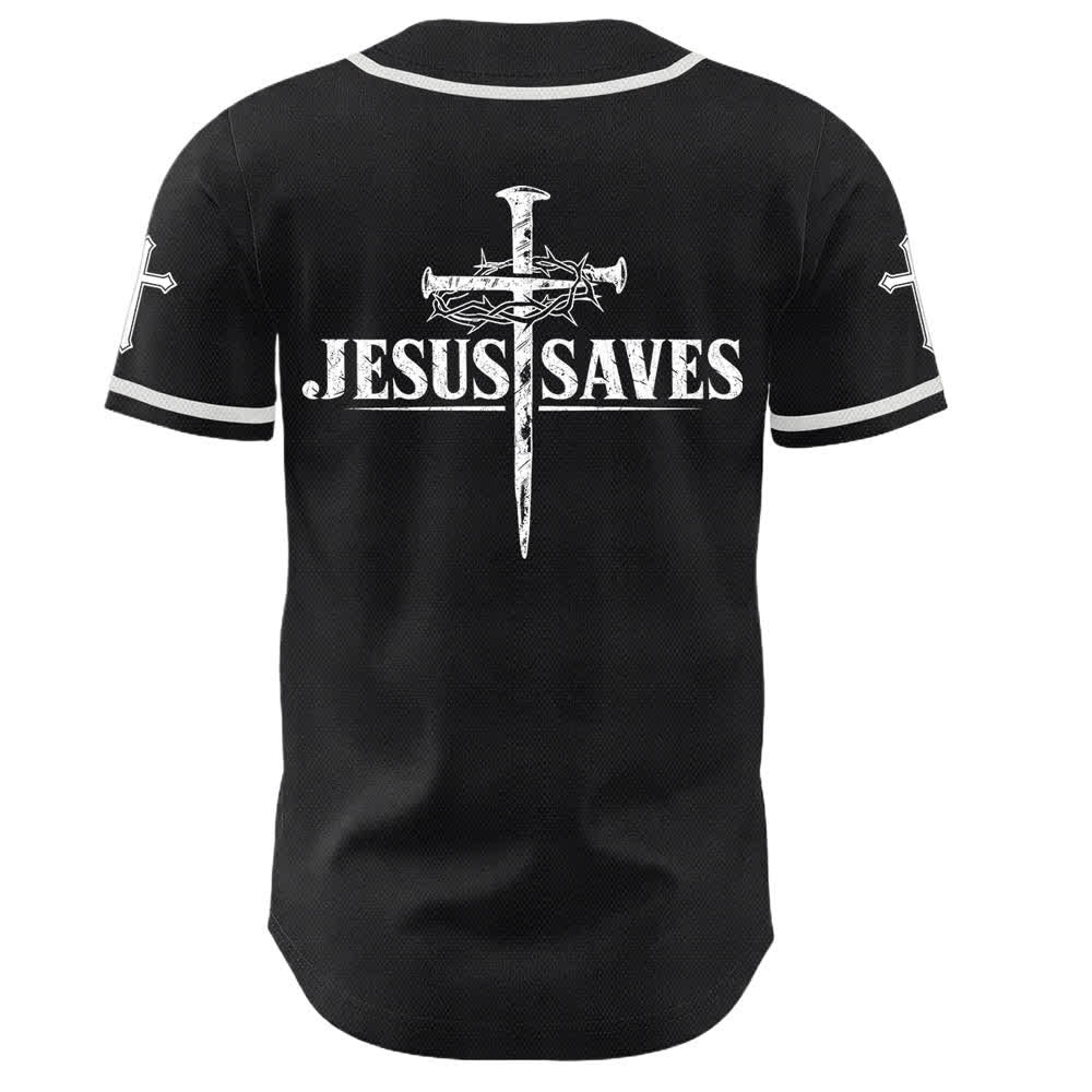 Maillot de baseball noir Christianartworkshop Jésus sauve Couronne d'épines - image 1