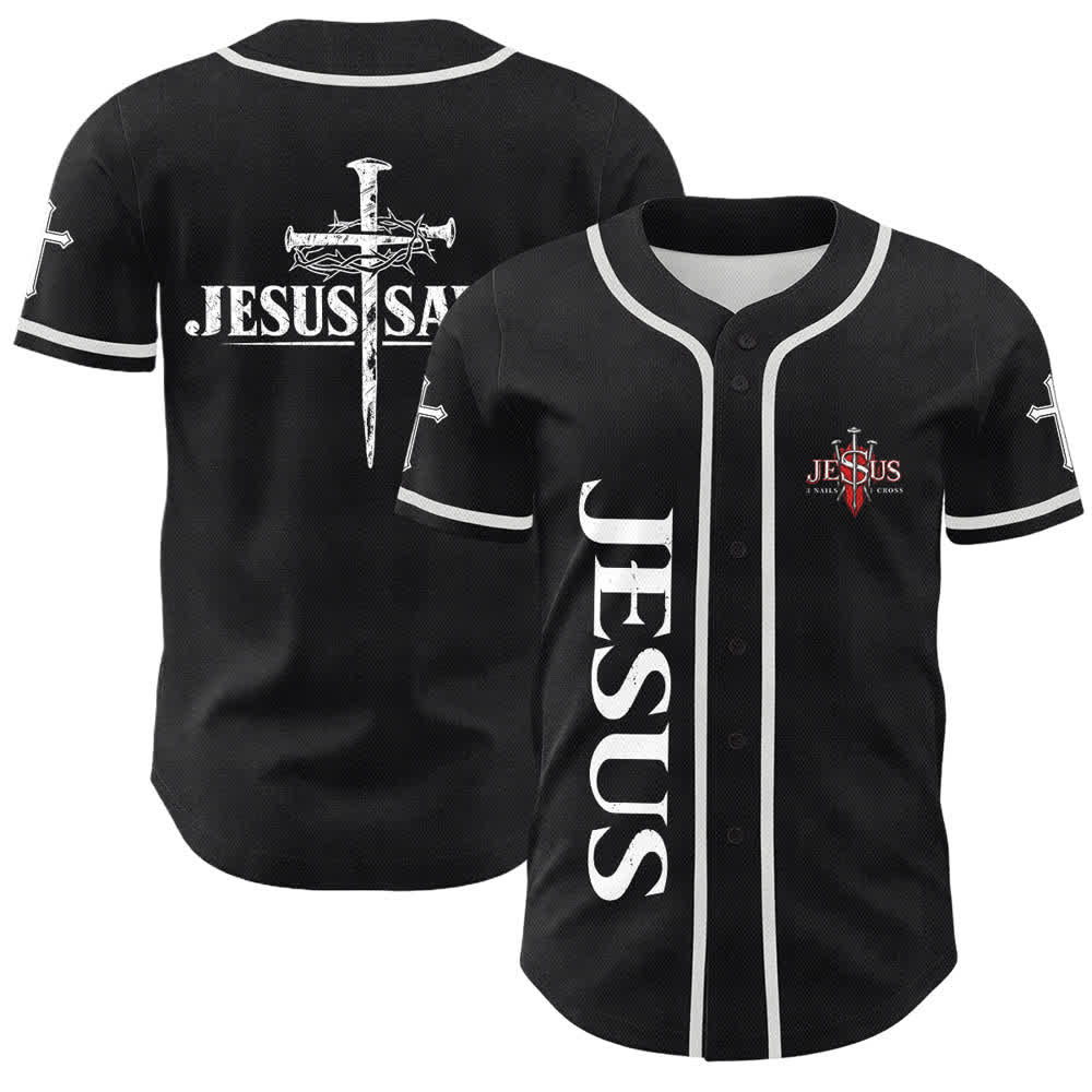 Maillot de baseball noir Christianartworkshop Jésus sauve Couronne d'épines - Blanc - 5XL - image 0