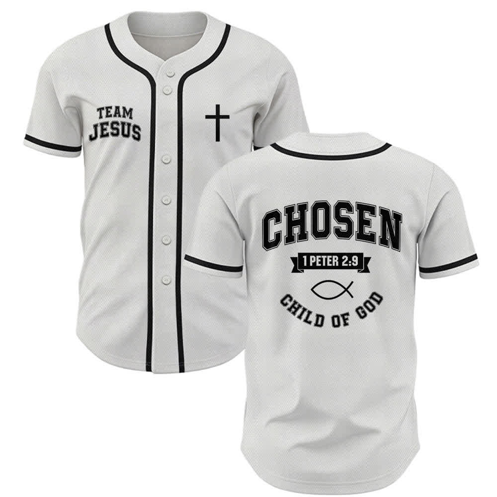 Maillot de baseball de l'équipe Christianartworkshop Jésus, enfant choisi de Dieu - Blanc - 5XL - image 0