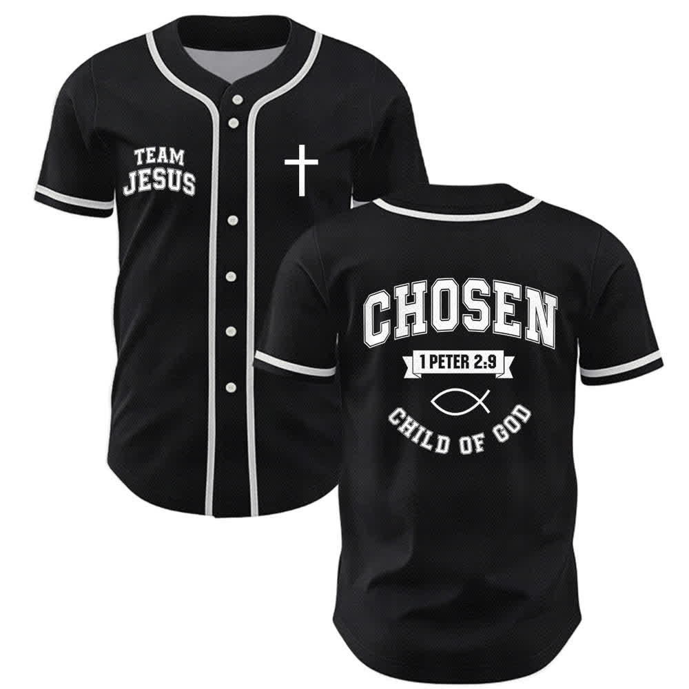 Maillot de baseball de l'équipe Christianartworkshop Jésus, enfant choisi de Dieu - Noir - 5XL - image 7