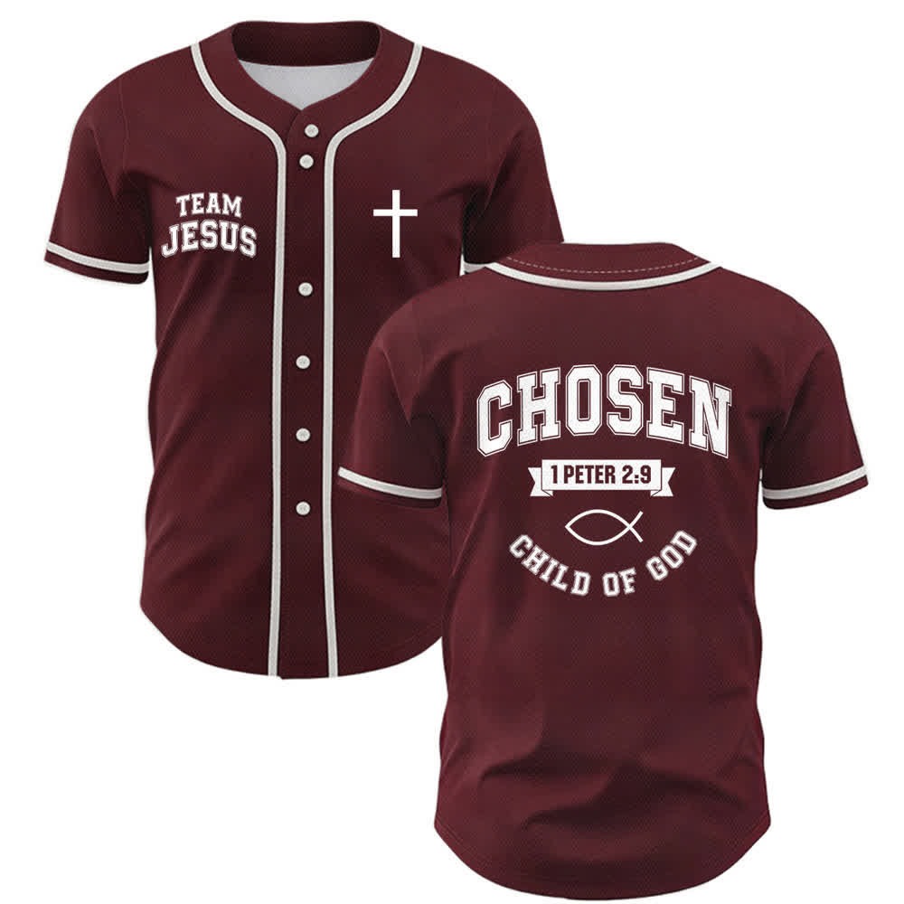Maillot de baseball de l'équipe Christianartworkshop Jésus, enfant choisi de Dieu - Vin - 5XL - image 14