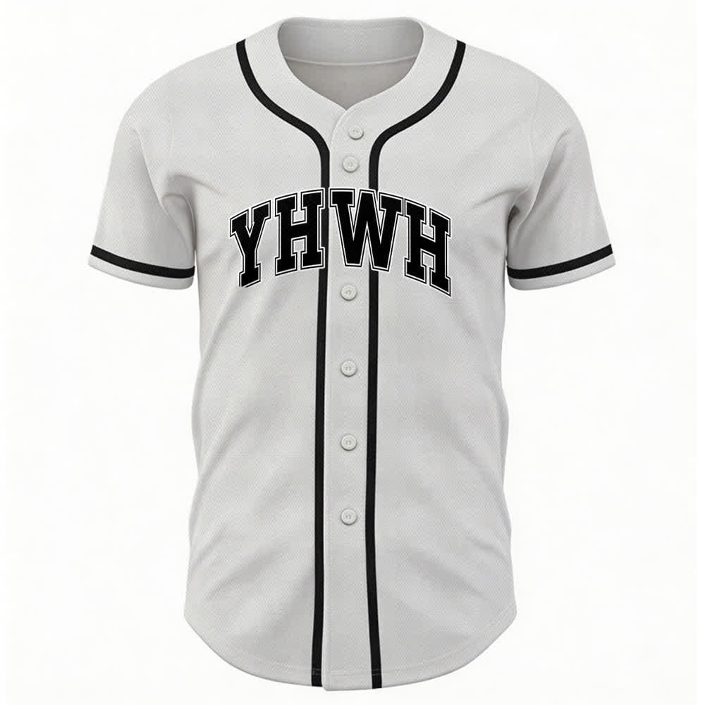 Maillot de baseball universitaire à boutons Christianartworkshop YHWH - Blanc - 5XL - image 0
