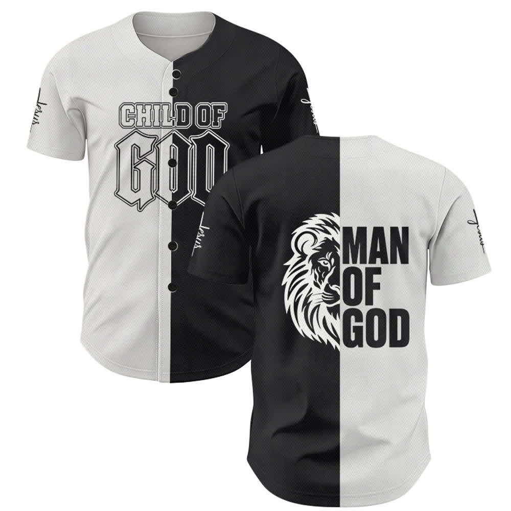 Maillot de baseball noir et blanc bicolore Enfant de Dieu de Christianartworkshop - 5XL - image 0