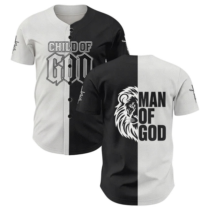 Maillot de baseball noir et blanc bicolore Enfant de Dieu de Christianartworkshop - 5XL - image 0