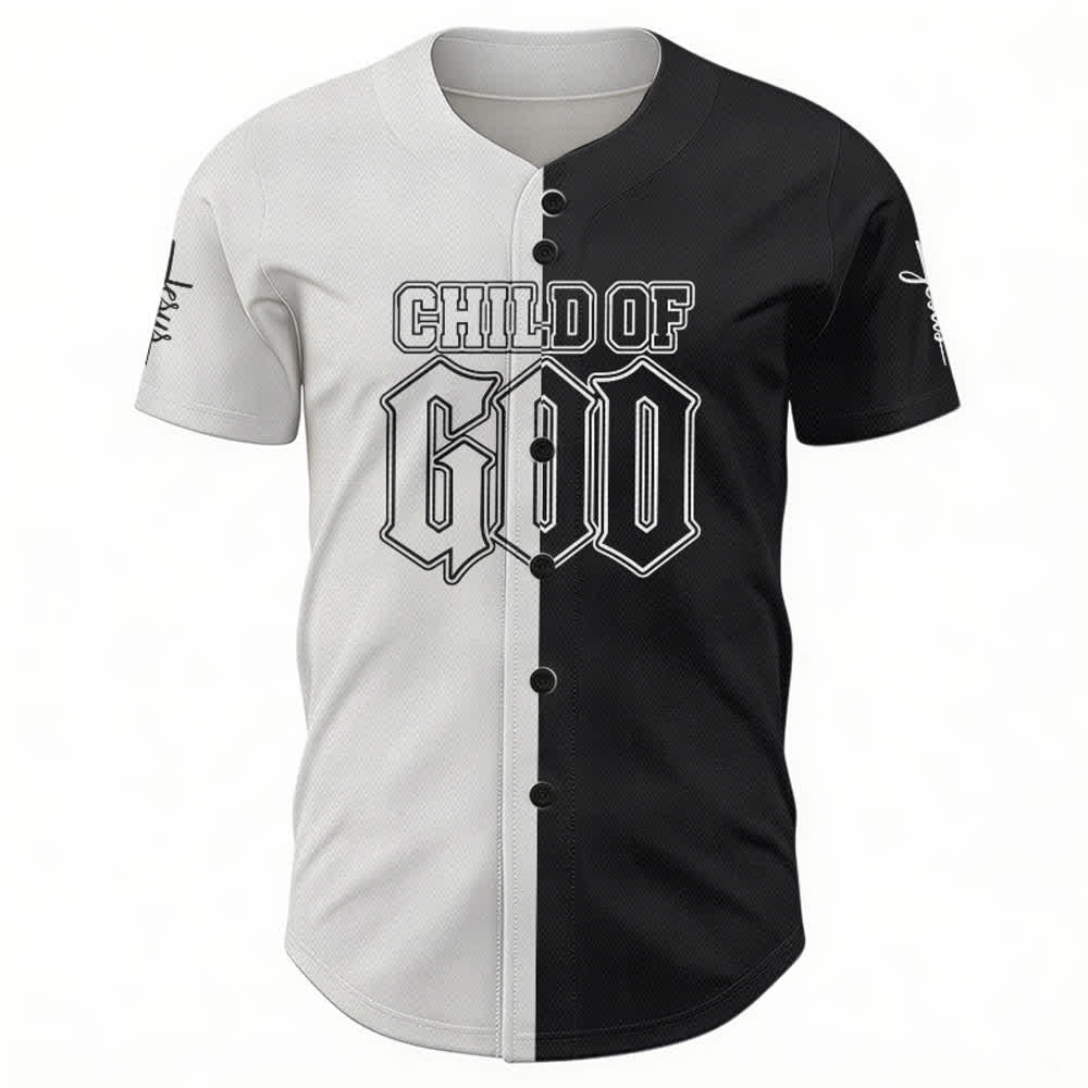 Maillot de baseball noir et blanc bicolore Enfant de Dieu de Christianartworkshop - image 2