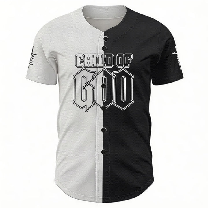 Maillot de baseball noir et blanc bicolore Enfant de Dieu de Christianartworkshop - image 2