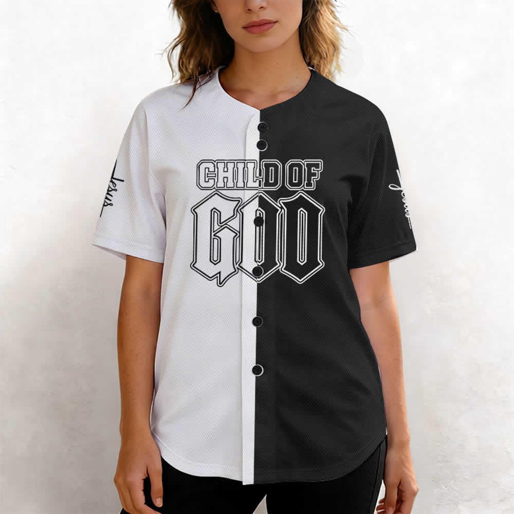 Maillot de baseball noir et blanc bicolore Enfant de Dieu de Christianartworkshop - image 4