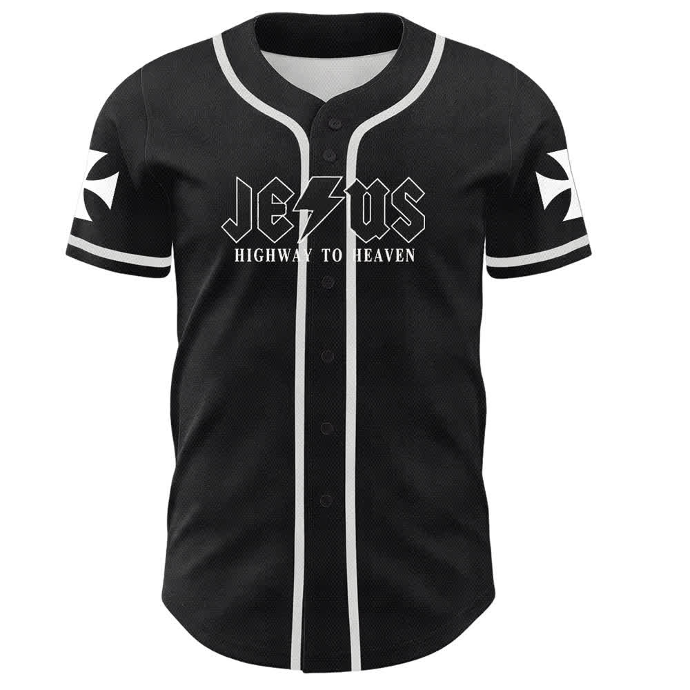 Maillot de baseball noir vieilli « Christianartworkshop Jesus Highway To Heaven » - image 2