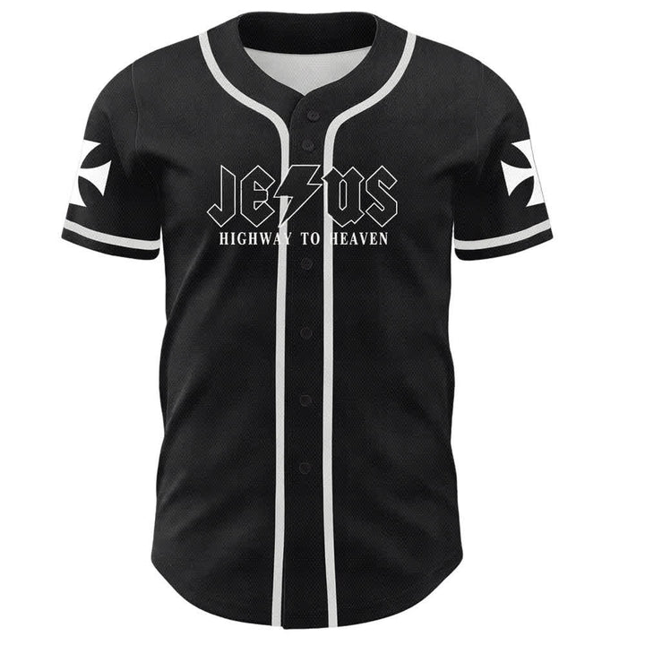 Maillot de baseball noir vieilli « Christianartworkshop Jesus Highway To Heaven » - image 2