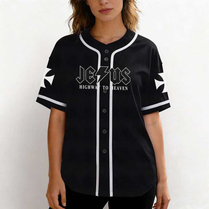 Maillot de baseball noir vieilli « Christianartworkshop Jesus Highway To Heaven » - image 4