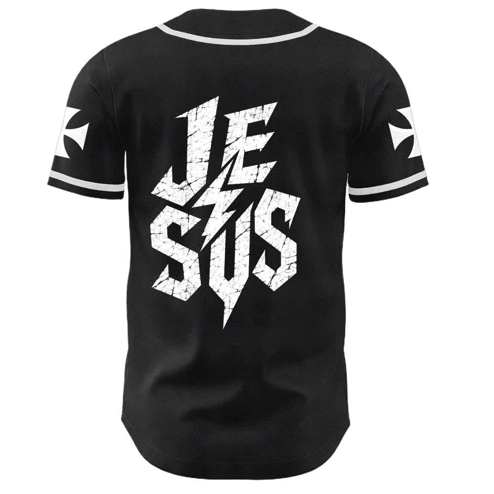 Maillot de baseball noir vieilli « Christianartworkshop Jesus Highway To Heaven » - image 1