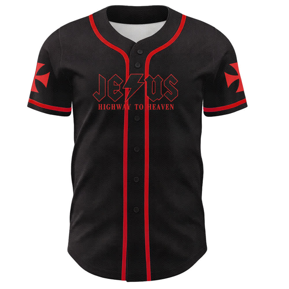 Maillot de baseball noir vieilli « Christianartworkshop Jesus Highway To Heaven » - image 9