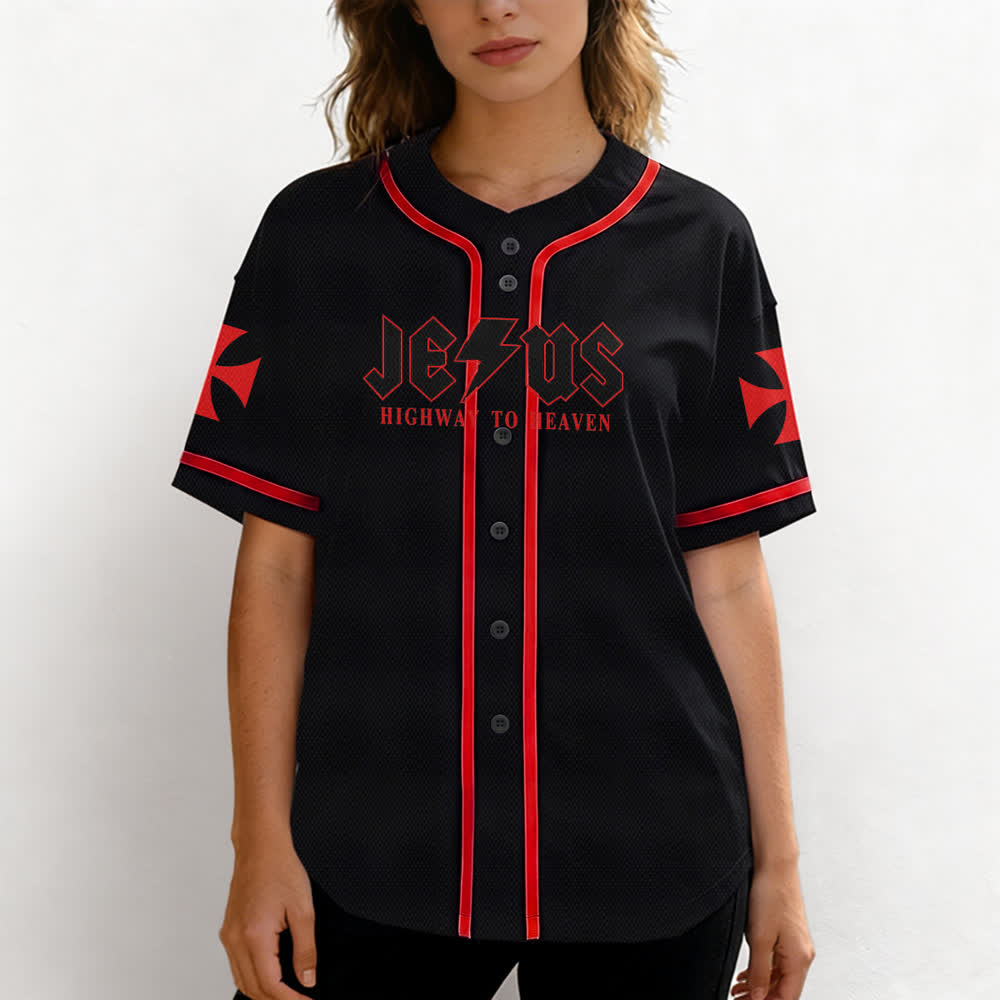Maillot de baseball noir vieilli « Christianartworkshop Jesus Highway To Heaven » - image 11