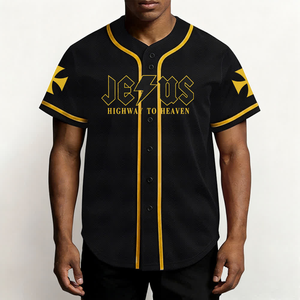 Maillot de baseball noir vieilli « Christianartworkshop Jesus Highway To Heaven » - image 20