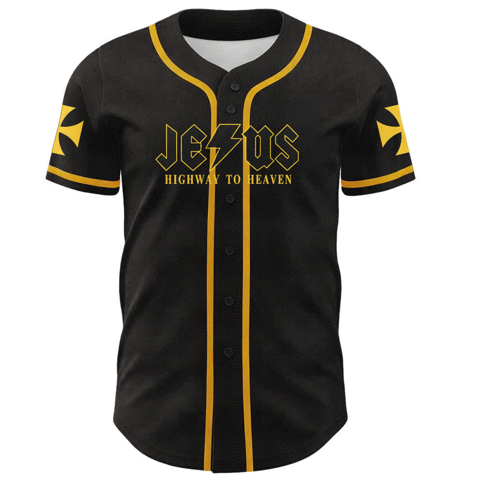 Maillot de baseball noir vieilli « Christianartworkshop Jesus Highway To Heaven » - image 16