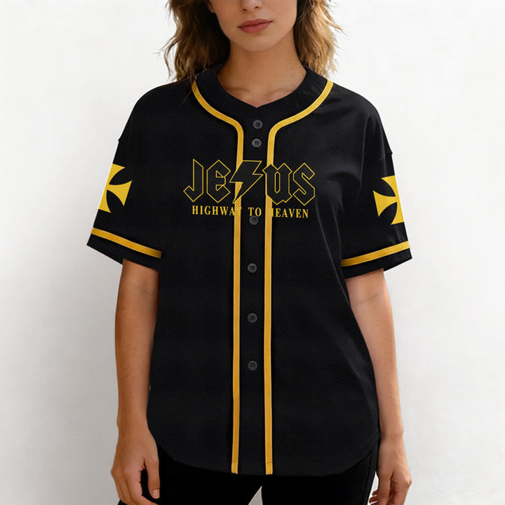 Maillot de baseball noir vieilli « Christianartworkshop Jesus Highway To Heaven » - image 18