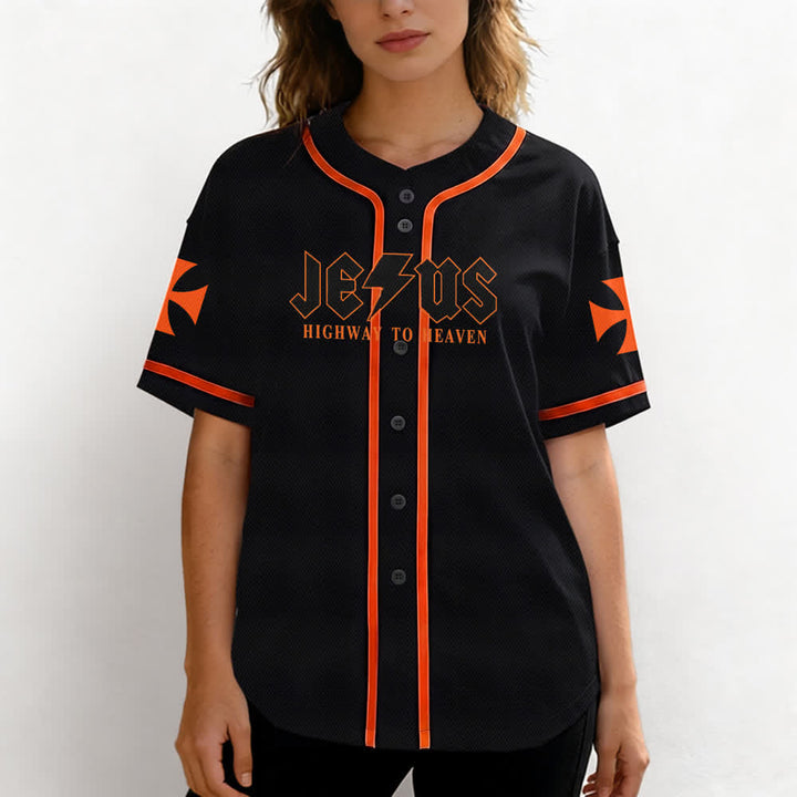 Maillot de baseball noir vieilli « Christianartworkshop Jesus Highway To Heaven » - image 25