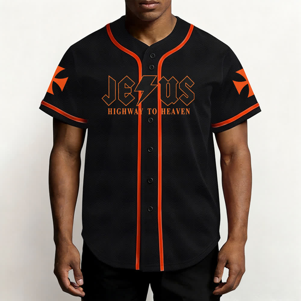 Maillot de baseball noir vieilli « Christianartworkshop Jesus Highway To Heaven » - image 27