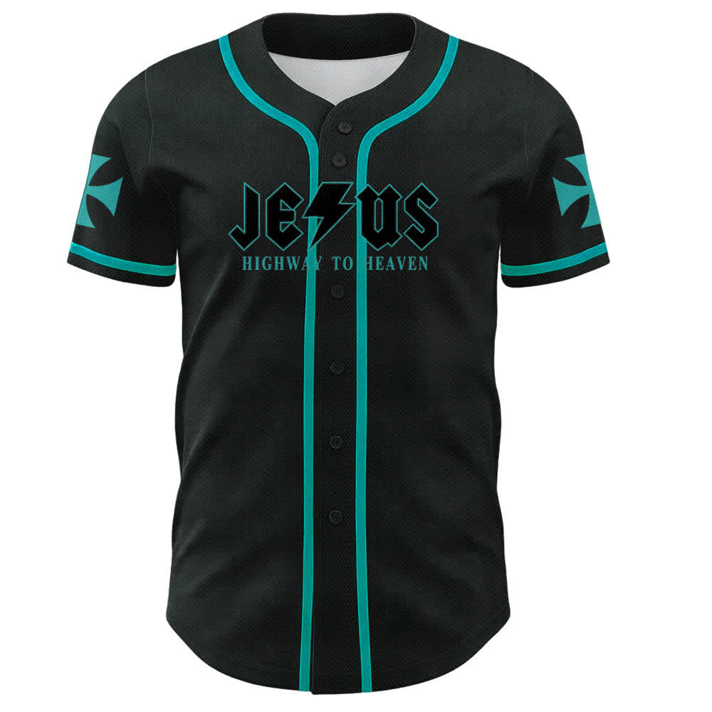 Maillot de baseball noir vieilli « Christianartworkshop Jesus Highway To Heaven » - image 30