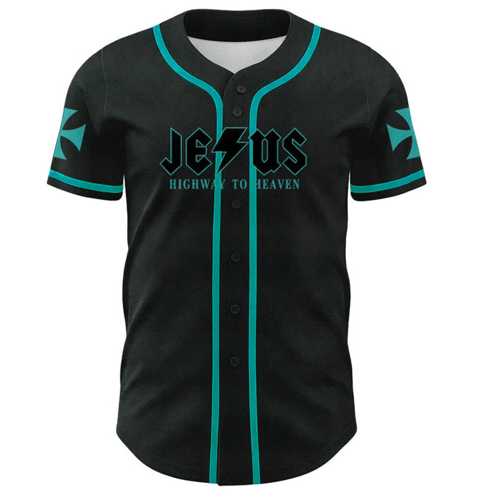 Maillot de baseball noir vieilli « Christianartworkshop Jesus Highway To Heaven » - image 30