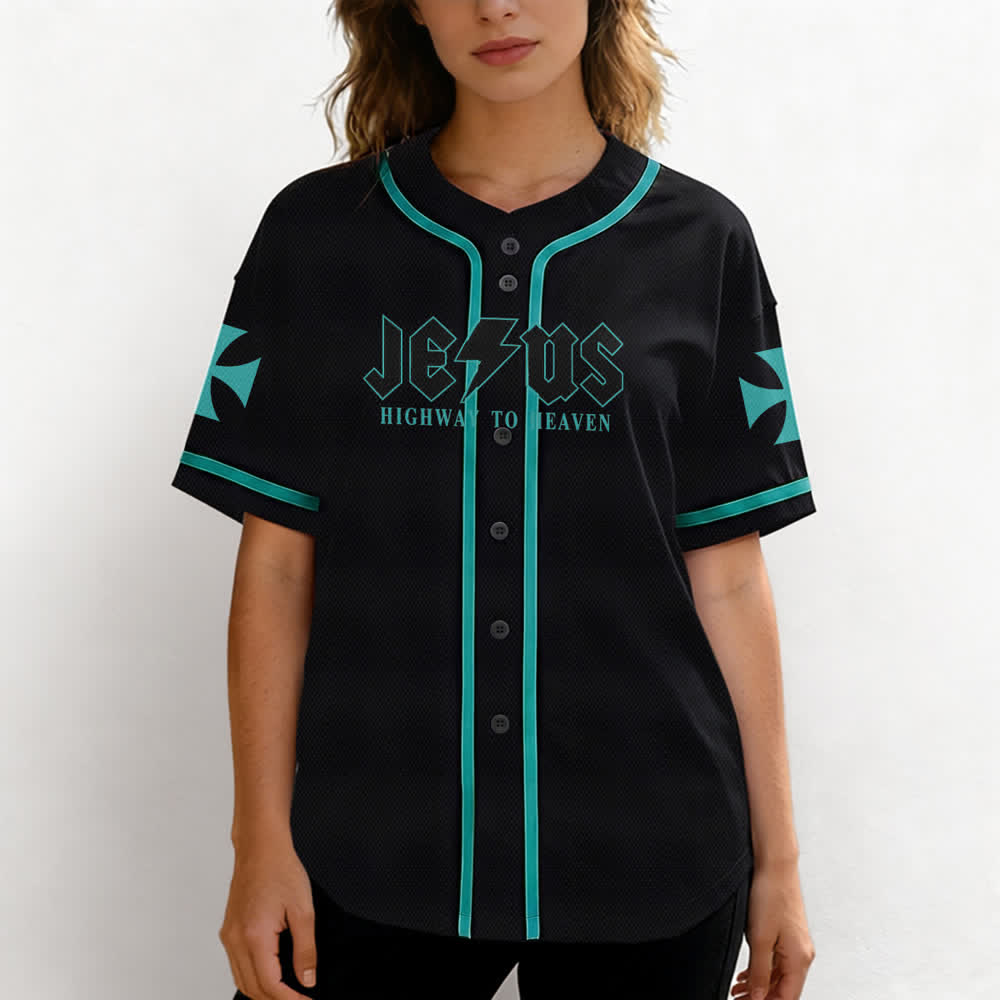 Maillot de baseball noir vieilli « Christianartworkshop Jesus Highway To Heaven » - image 32