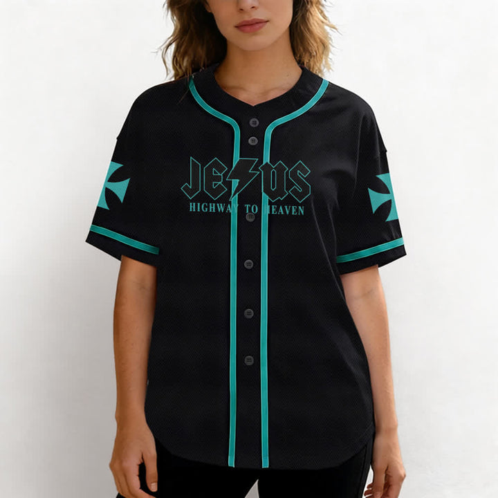 Maillot de baseball noir vieilli « Christianartworkshop Jesus Highway To Heaven » - image 32