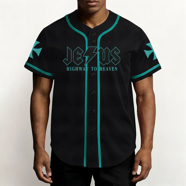 Maillot de baseball noir vieilli « Christianartworkshop Jesus Highway To Heaven » - image 34