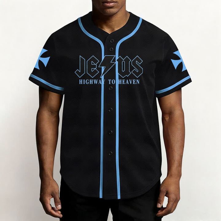 Maillot de baseball noir vieilli « Christianartworkshop Jesus Highway To Heaven » - image 41