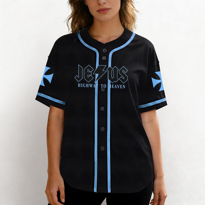 Maillot de baseball noir vieilli « Christianartworkshop Jesus Highway To Heaven » - image 39