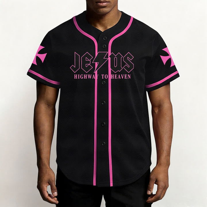 Maillot de baseball noir vieilli « Christianartworkshop Jesus Highway To Heaven » - image 48