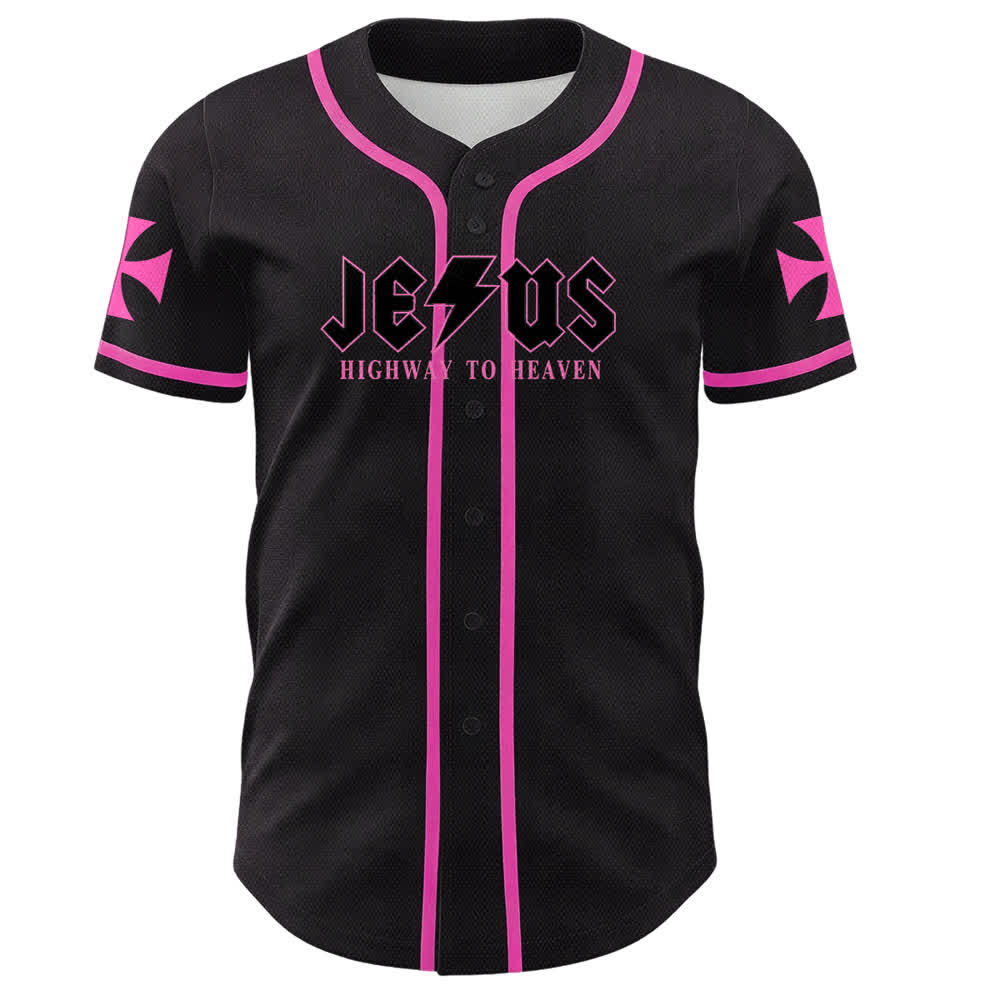 Maillot de baseball noir vieilli « Christianartworkshop Jesus Highway To Heaven » - image 44