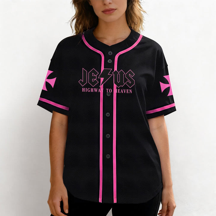 Maillot de baseball noir vieilli « Christianartworkshop Jesus Highway To Heaven » - image 46