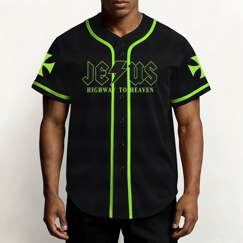 Maillot de baseball noir vieilli « Christianartworkshop Jesus Highway To Heaven » - image 55