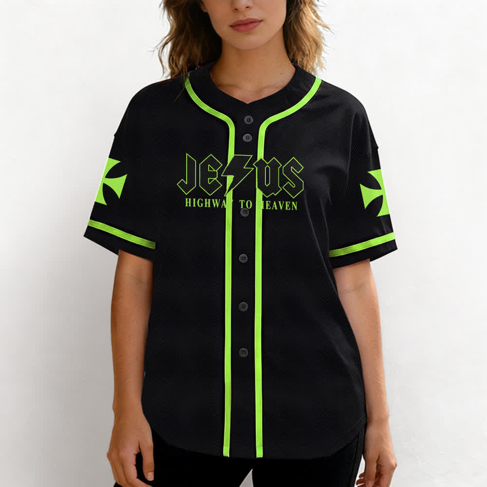 Maillot de baseball noir vieilli « Christianartworkshop Jesus Highway To Heaven » - image 53