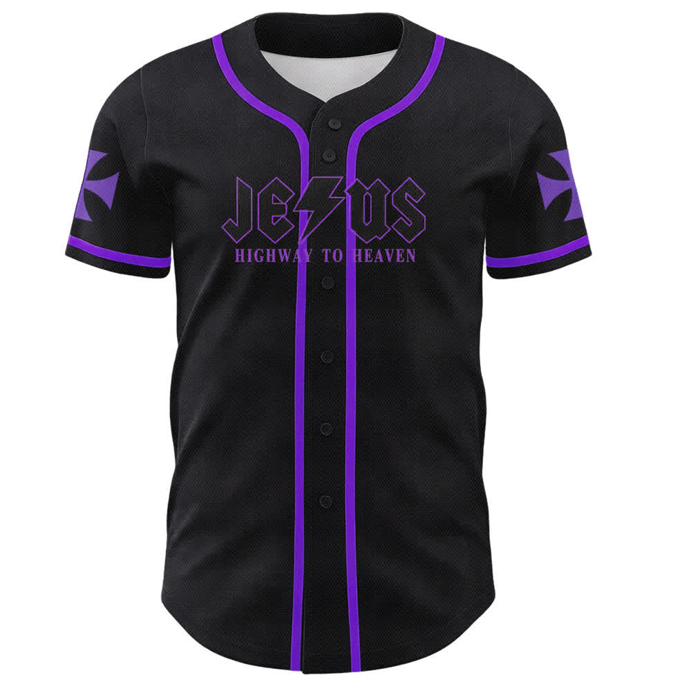 Maillot de baseball noir vieilli « Christianartworkshop Jesus Highway To Heaven » - image 58
