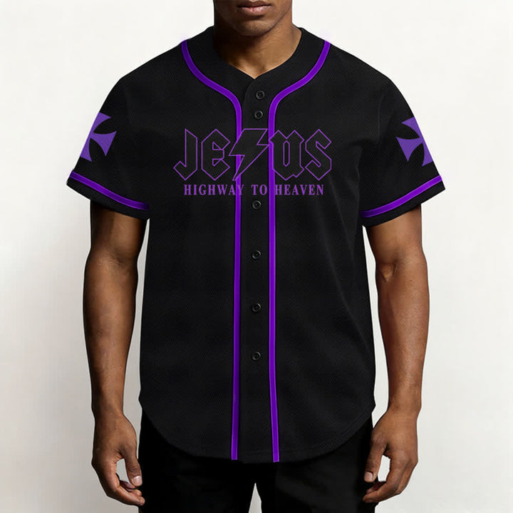 Maillot de baseball noir vieilli « Christianartworkshop Jesus Highway To Heaven » - image 62