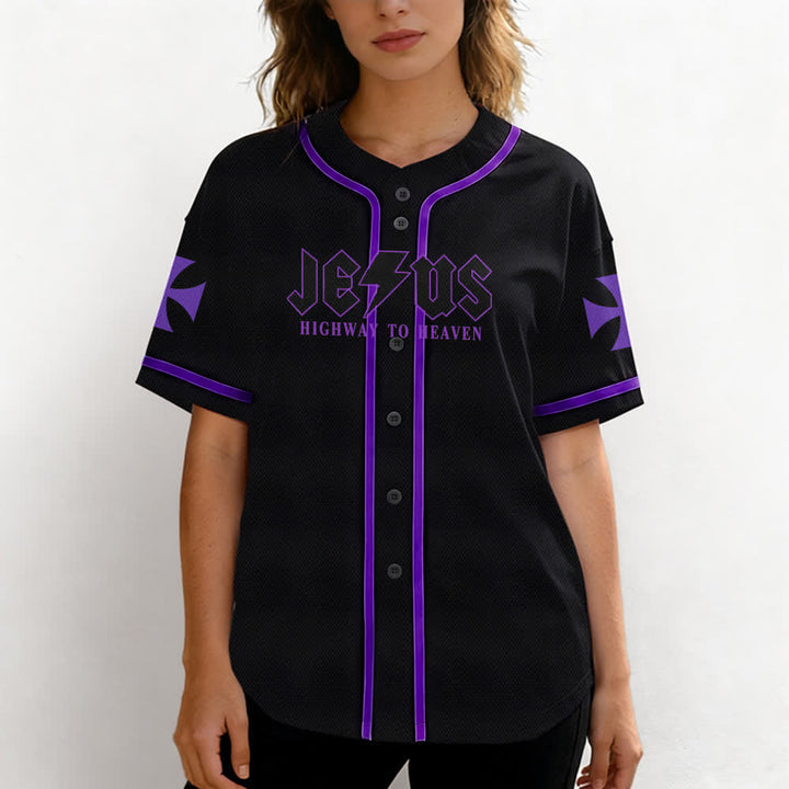 Maillot de baseball noir vieilli « Christianartworkshop Jesus Highway To Heaven » - image 60