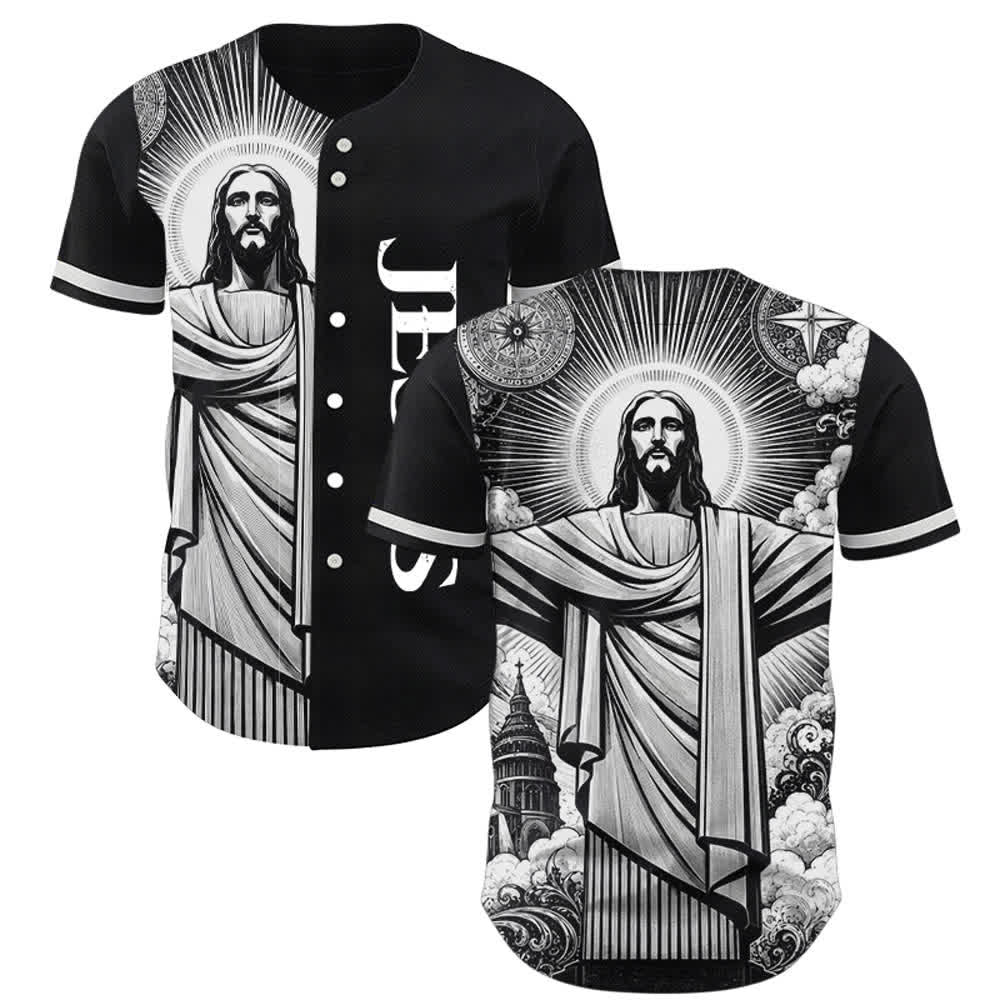 Christianartworkshop Maillot de baseball monochrome Jésus Halo Street - 5XL - image 0