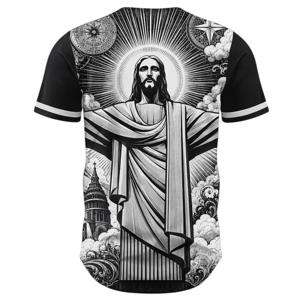 Christianartworkshop Maillot de baseball monochrome Jésus Halo Street - image 1